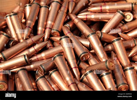 Closeup Of Pictures Piles Of Rifle Bullets Stock Photo Alamy