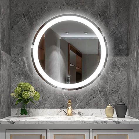 Yrsha Led Round Mirror 24 Inch Bathroom Vanity Mirror Anti Fog Wall Mounted Mirror With Dimmable