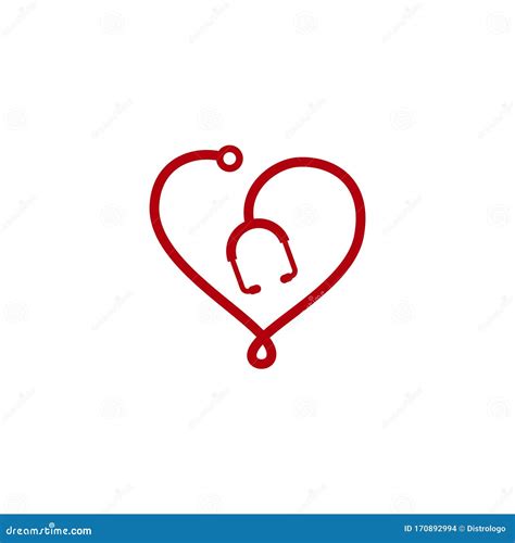 Stethoscope Vector Icon Logo Design Isolated On Heart Shape Health