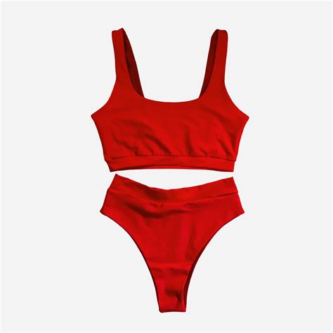 Loretta Desing Bikini Deportivo Rojo Calz N Tiro Alto