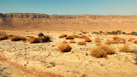 Stock Footage Drive By Of The Makhtesh Ramon Desert Floor In Israel