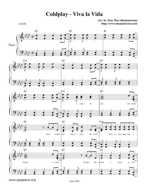 Disponível no google play baixar na app store. Coldplay-Viva La Vida Sheet Music pdf, - Free Score Download ★