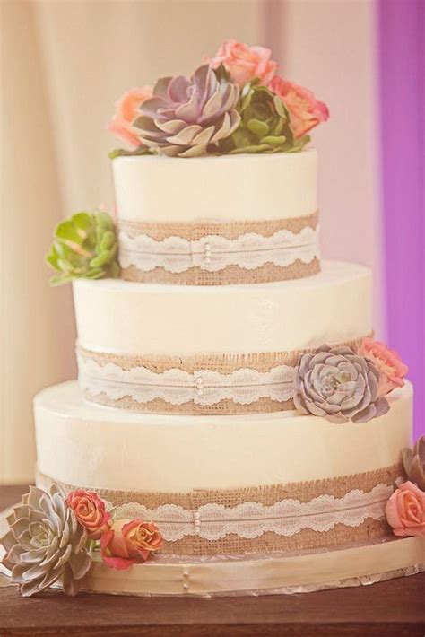 Gallery Rustic Wedding Cake With Burlap And Succulent Deer Pearl