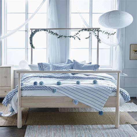 A double bed is often a central piece of furniture in a bedroom. IKEA GJORA Bed frame, white, Luröy,queen size bed. in ...