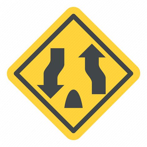 Divided Highway Ends Warning Road Sign Traffic Icon Download On