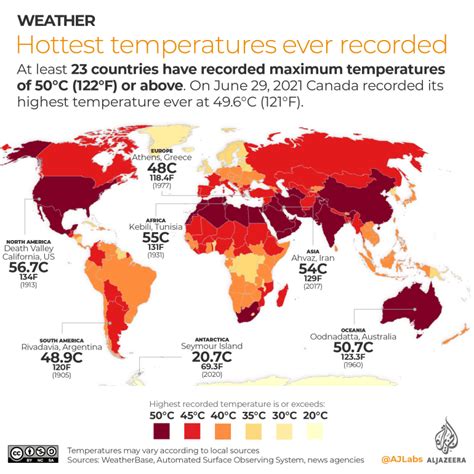 Mapping The Hottest Temperatures Around The World Infographic News