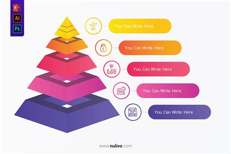 Layered Pyramid Chart Diagram With Five Level For Presentations