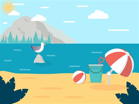 Beach Scene Illustration On Behance