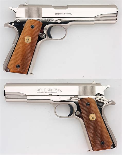 Colt Government Model Mk Iv Series 80 Nickel 45 Acp Pistol