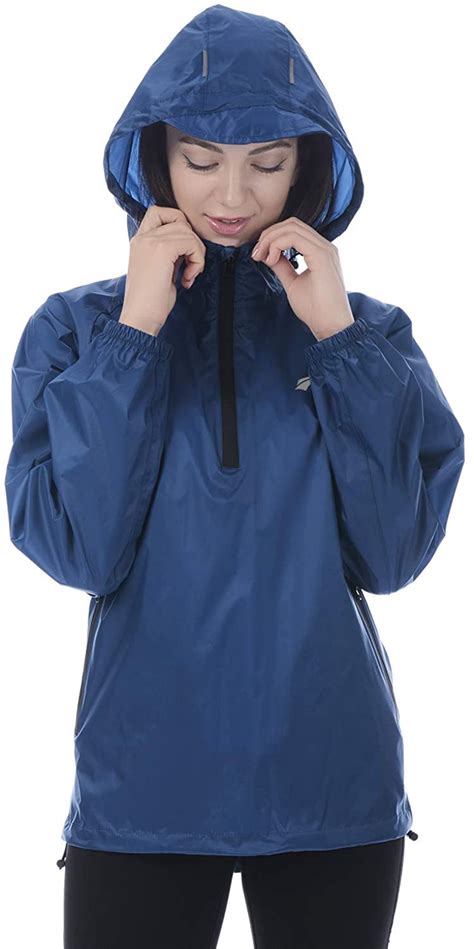 Ezrun Womens Waterproof Hooded Rain Jacket Windbreaker Lightweight
