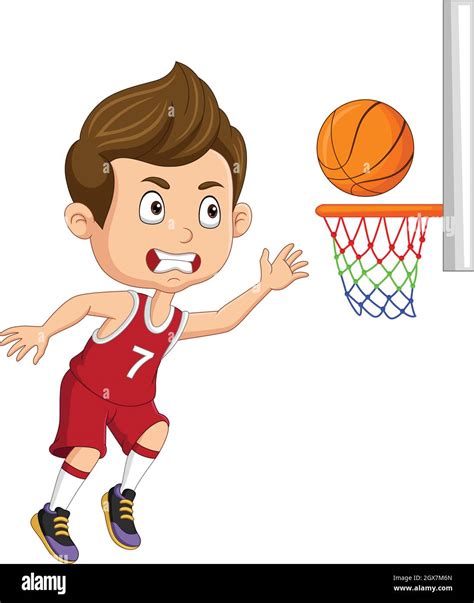 Cartoon Little Boy Playing Basketball Stock Vector Image And Art Alamy