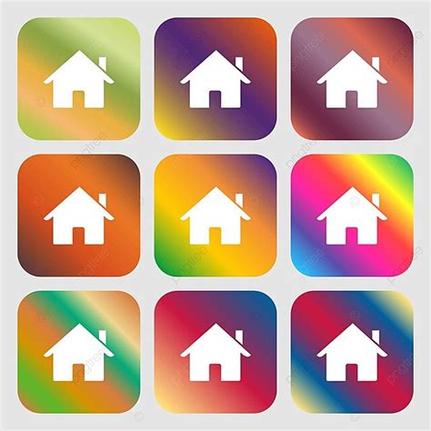 Colorful Home Button Icon For Web Design Icon Illustration Circle
