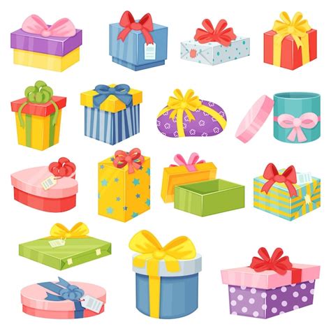 Premium Vector Cartoon T Boxes Wrapped Present Packages With Bows