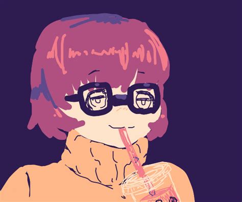 Anime Girl Drinking Refreshing Bubble Tea Drawception