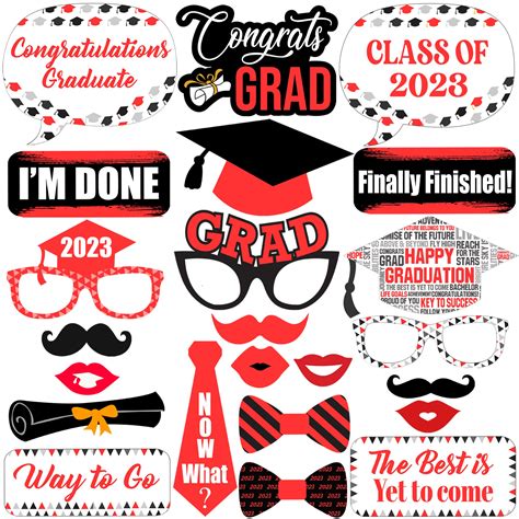 Buy Katchon Red Graduation Photo Booth Props 2023 Pack Of 23