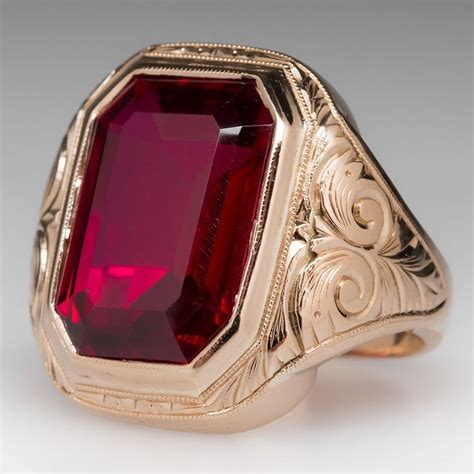 Vintage Created Ruby Bold Mens Ring Rings For Men Mens Ruby Ring