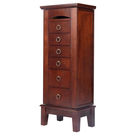 Wooden Jewelry Cabinet Storage Organizer With 6 Drawers Armoire