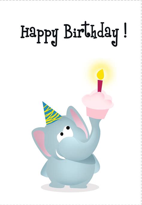 Free Printable Elephant Birthday Cards
