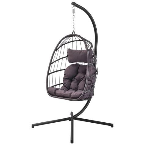 Luxury Hanging Egg Chair With Stand And Tufted Cushion Strengthen X