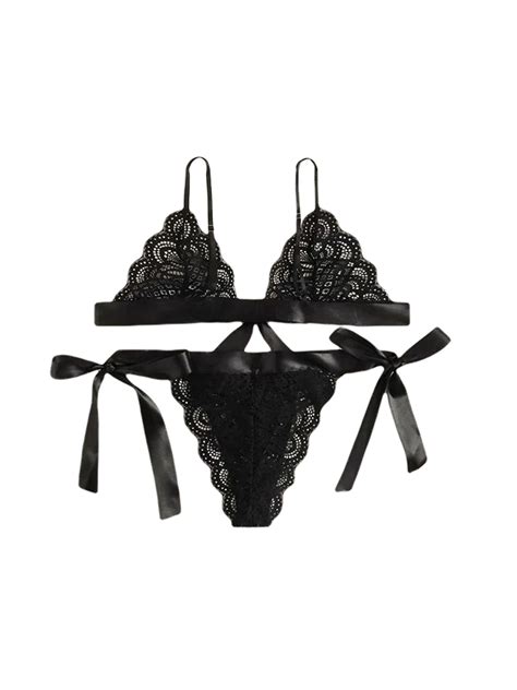 Tffr Womens Lingerie Set Sexy Lace Bra And Side Tie Panty Two Piece Suit For Wedding Nights