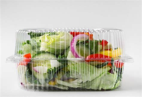 Plastic Container With Fresh Salad On Light Grey Stock Image Image Of