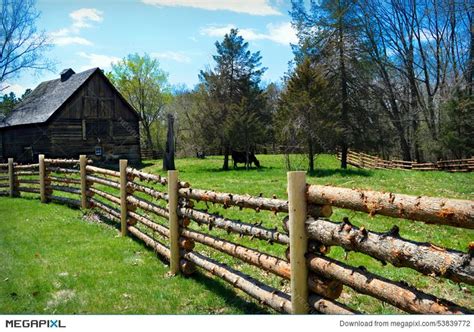 Log Fence Barn Cow Log Fence Rustic Fence Country Fences