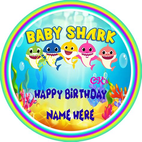 Baby Shark Theme Edible Image Cake Topper Etsy