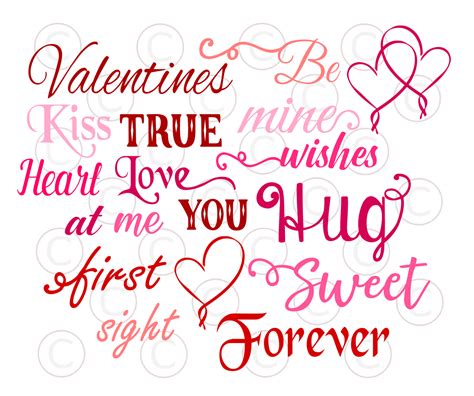 Valentines Words Svg Cut Files Catching Colorflies