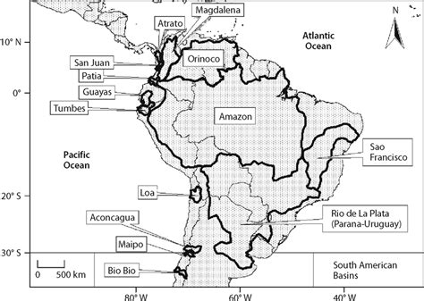 1 Map Showing The Major Basins In South America Draining Into The