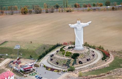Swiebodzin Aus Der Vogelperspektive Christus König Statue In