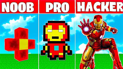 Minecraft Noob Vs Pro Vs Hacker Construimos A Iron Man En