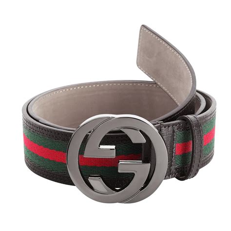 Gucci Signature Stripe Ribbon Belt Green Red Black 85