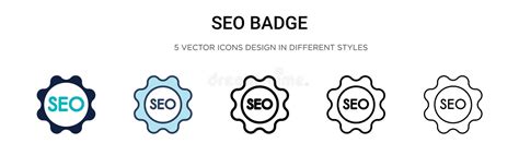 Seo Badge Icon In Filled Thin Line Outline And Stroke Style Vector