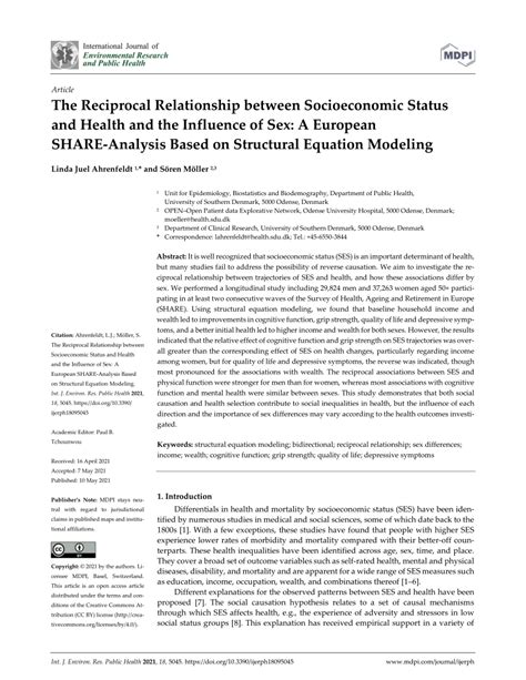 pdf the reciprocal relationship between socioeconomic status and health and the influence of