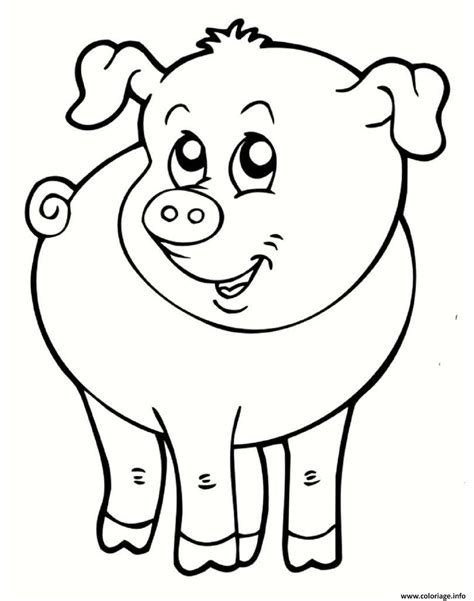 Coloriage Cochon Souriant Animal De La Ferme Dessin Animaux à Imprimer