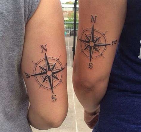 Couple Compass Tattoo Sevgili Pusula Dövmeleri Arrow Tattoos Mom