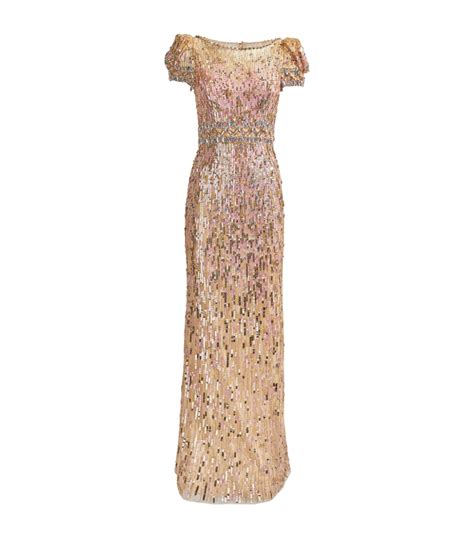 Womens Jenny Packham Gold Sequin Embellished Sungem Gown Harrods Uk