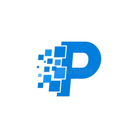 Vector Logo Letter P Blue Blocks Cubes Stock Vector Illustration Of