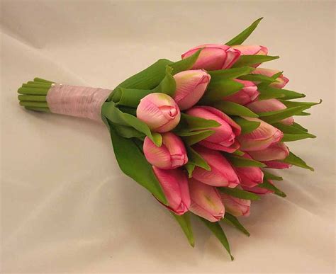 Pink Tulip Bridesmaids Posy Bouquet Wedding Bouquets Silk