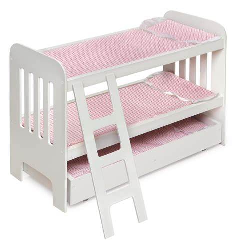 badger basket trundle doll bunk bed with bedding ladder and free personalization kit fits