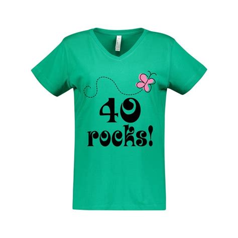 Inktastic 40 Rocks 40th Birthday Womens V Neck T Shirt
