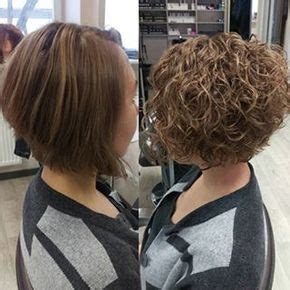 Very short wavy haircut with a longer top. Before and after perm on inverted bob style. | Hair styles ...