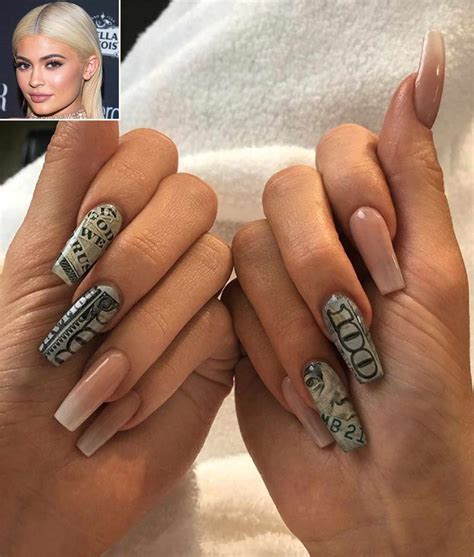 Kylie Jenner Shows Off 100 Bills Manicured On To Her Fingers