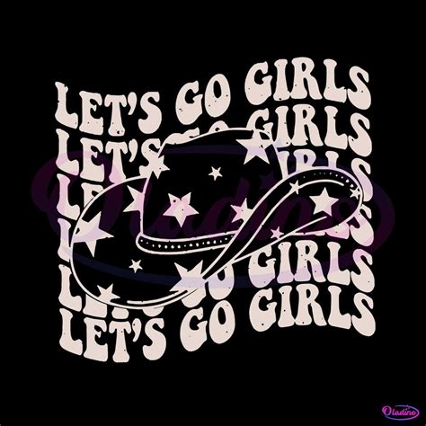 Retro Lets Go Girls Western Cowgirl Svg Graphic Design Files