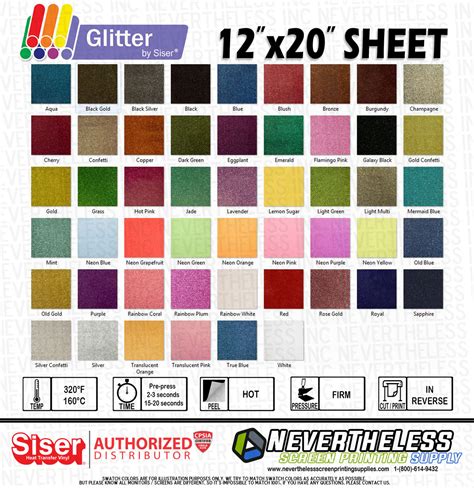 Siser Glitter Htv Heat Transfer Vinyl 12x20 Sheet