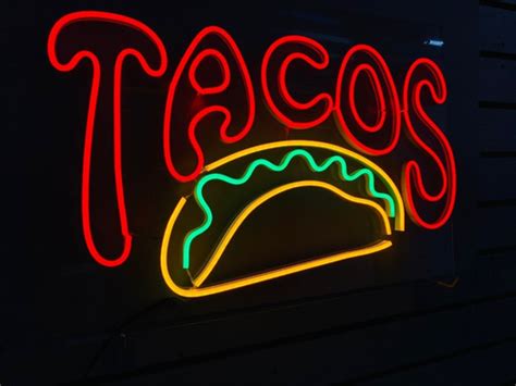 Letrero Neón Flex Led Tacos 50cm Colores Display Anuncio Envío Gratis