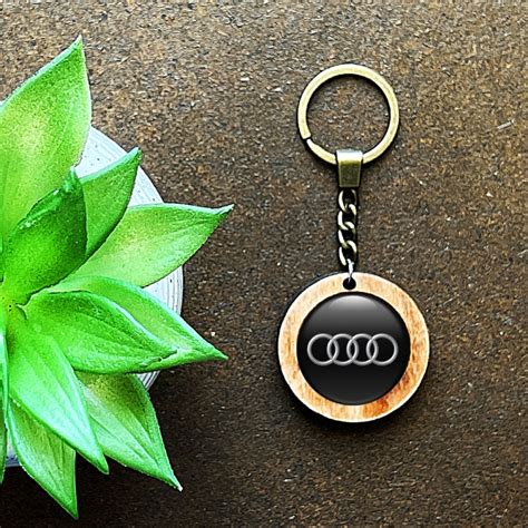 Audi Keychain Wood Black 3d Logo Keychains Accessories X Sticker