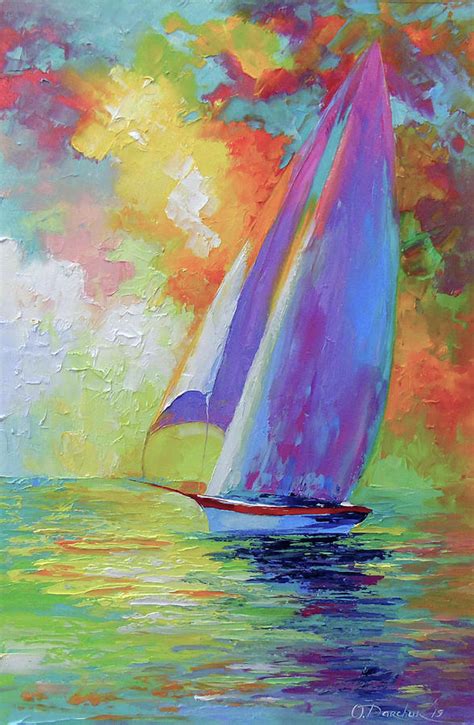 Sailboat In The Sea Painting By Olha Darchuk Pixels