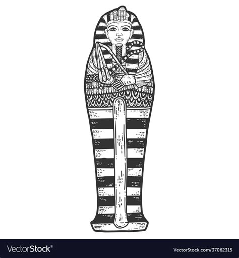 Ancient Egyptian Pharaon Tutankhamun Sarcophagus Vector Image