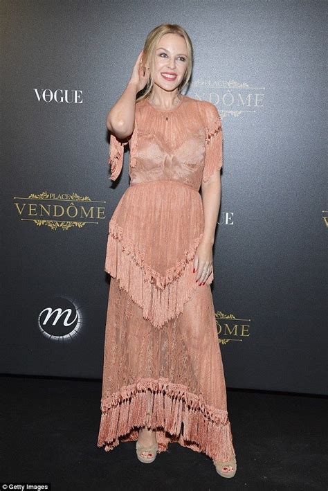 Kylie Minogue Looks Flirty In A Semi Sheer Tasselled Gown At Pfw Nice Dresses Fashion